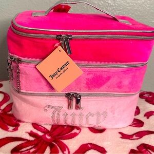 Three Part Train Case With Mesh And Zip Pockets